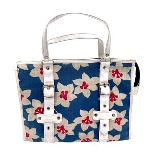 Vintage Sarne Handbag Purse Red White & Blue, Straps Zipper Lined Made in Japan